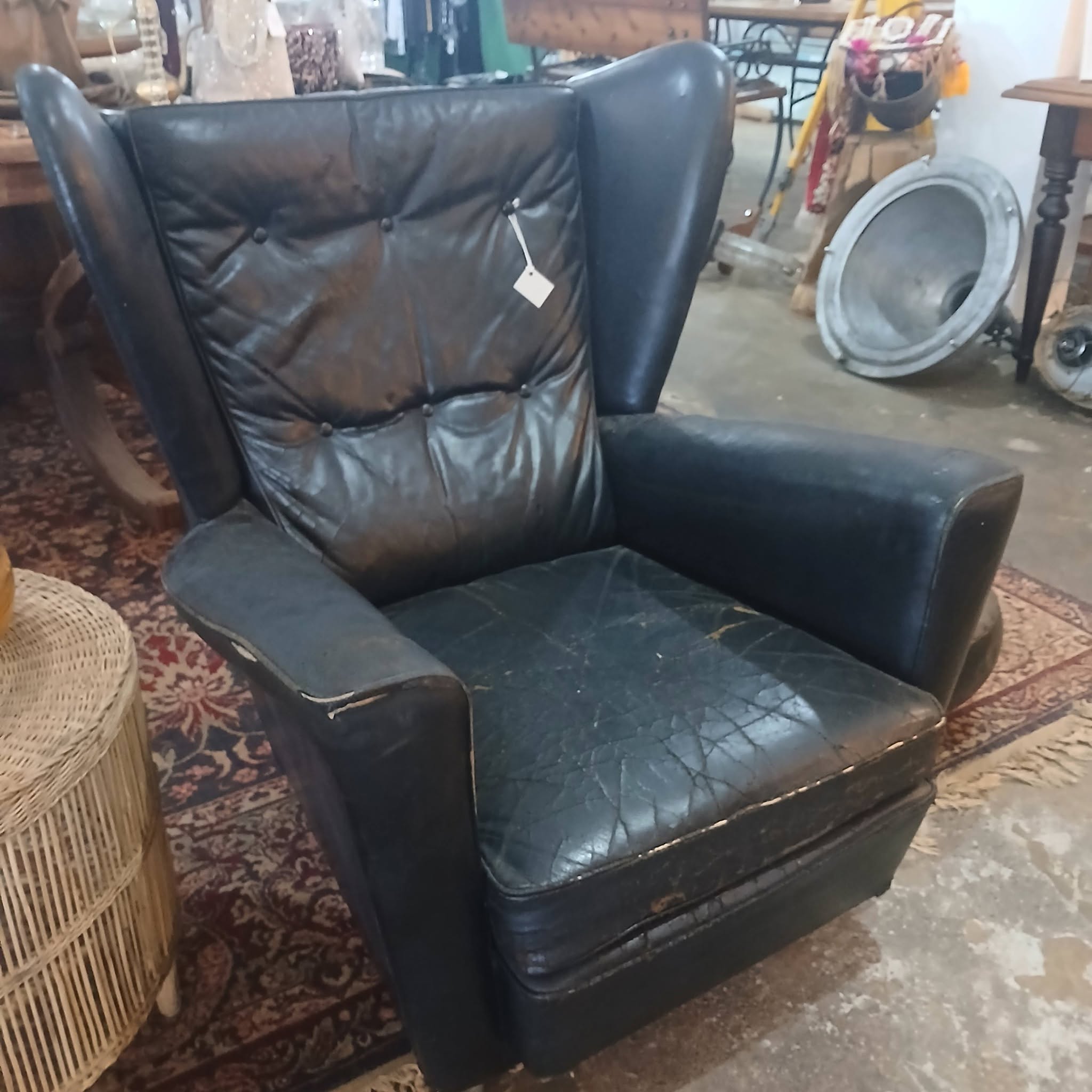 Vintage leather wingback chair