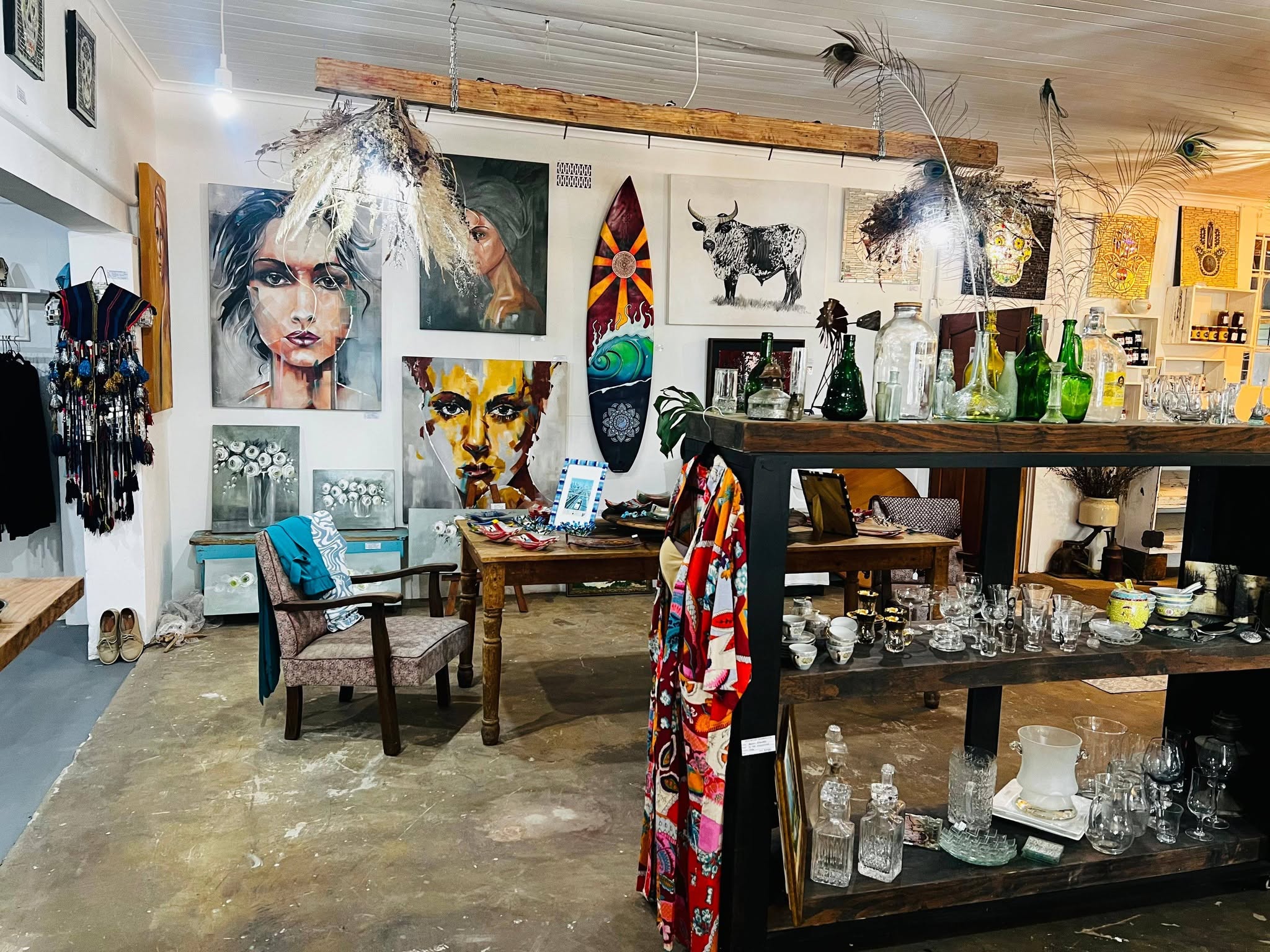 Inside Old Road Trading Co. with curated art and goods